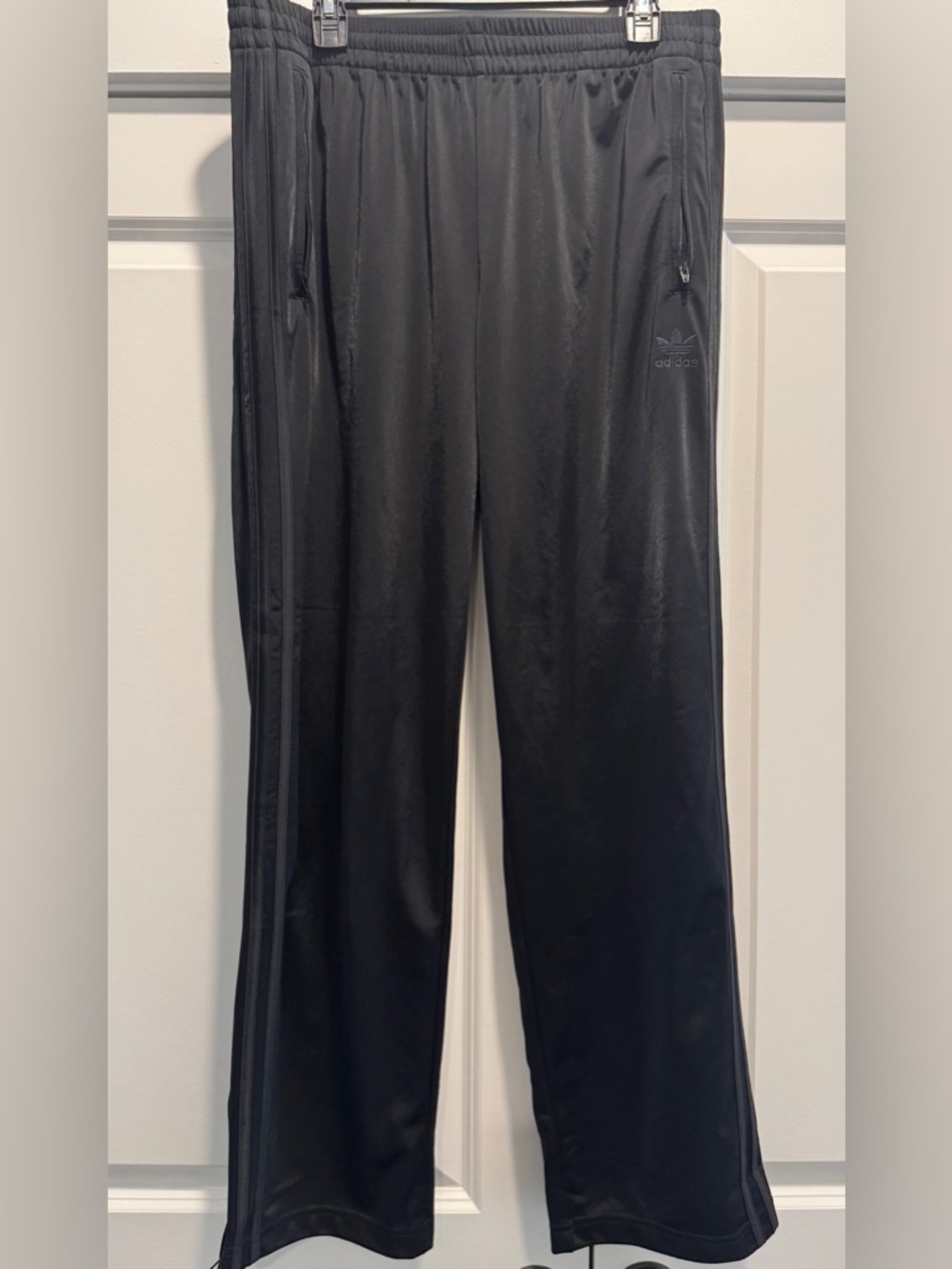 adidas Black Trefoil Logo Track Pants Waistband Detail